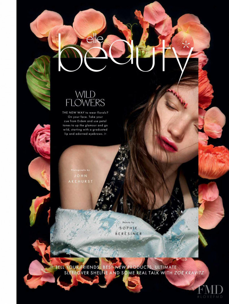 Eva Klimkova featured in Elle Beauty: Wild Flowers, May 2018