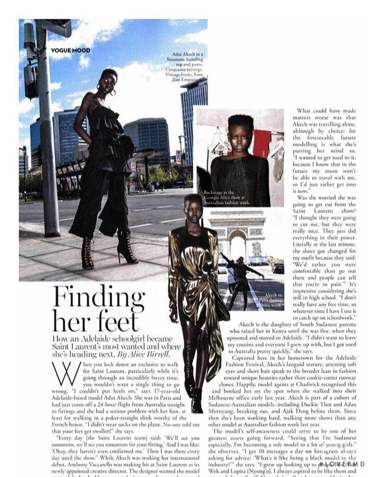 Adut Akech Bior featured in Finding her Feet, February 2017