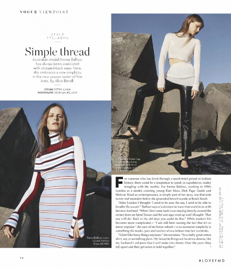 Emma Balfour featured in Simple Thread, May 2018
