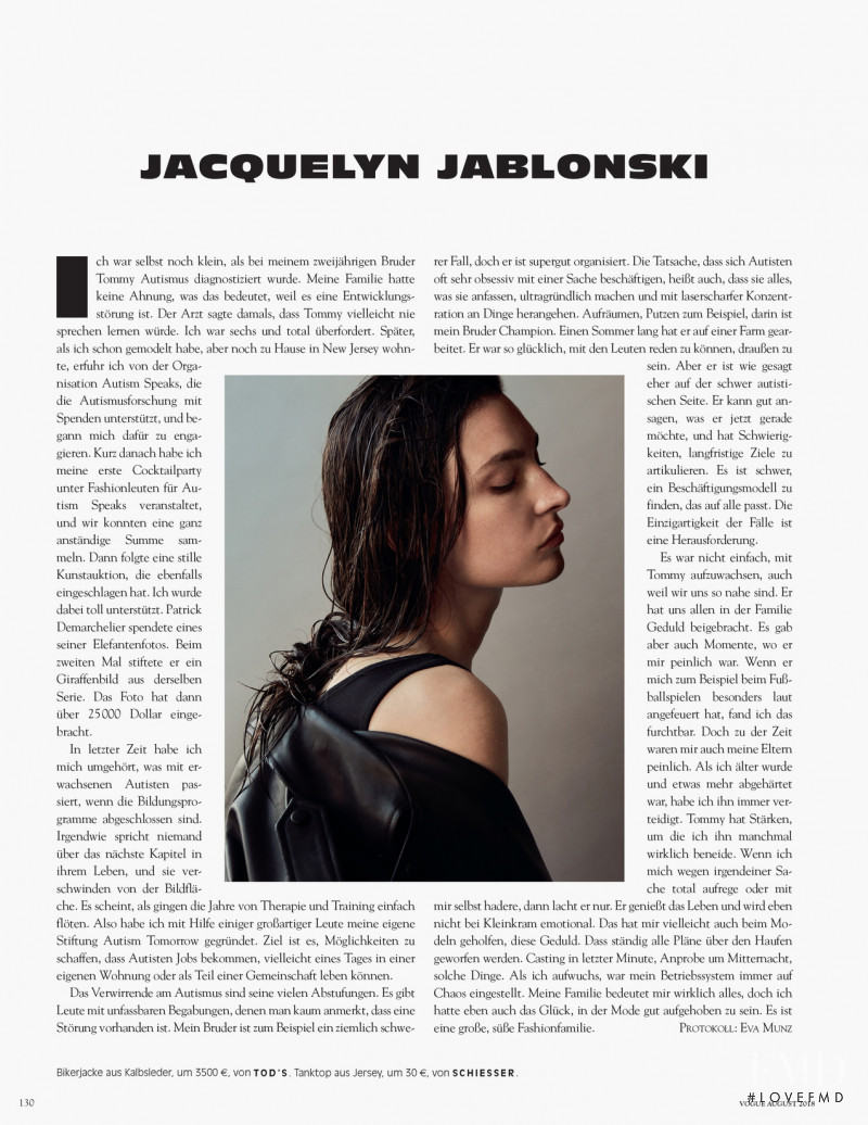 Jacquelyn Jablonski featured in Wir haben begonnen, uns zu hinterfragen, August 2018