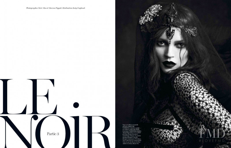 Kate Moss featured in Le Noir, September 2012