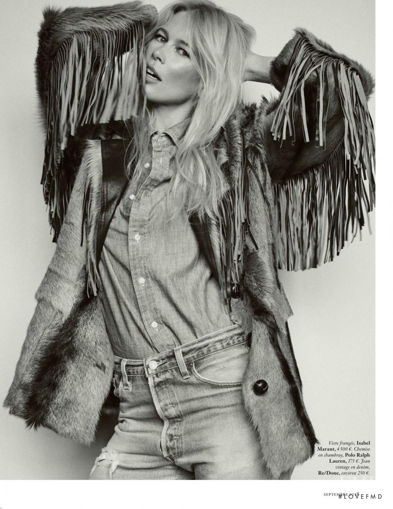 Miss Vogue: Claudia in Vogue Paris with Claudia Schiffer wearing Polo Ralph  Lauren,Isabel Marant,RE/DONE Jeans - (ID:54193) - Fashion Editorial |  Magazines | The FMD