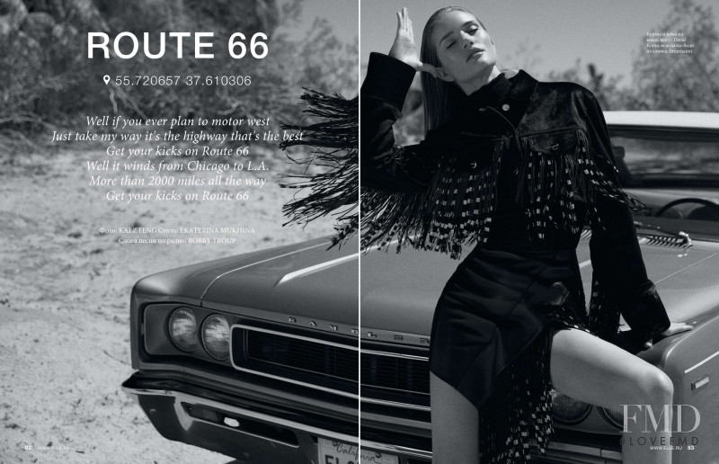 Rosie Huntington-Whiteley featured in Route 66, August 2018