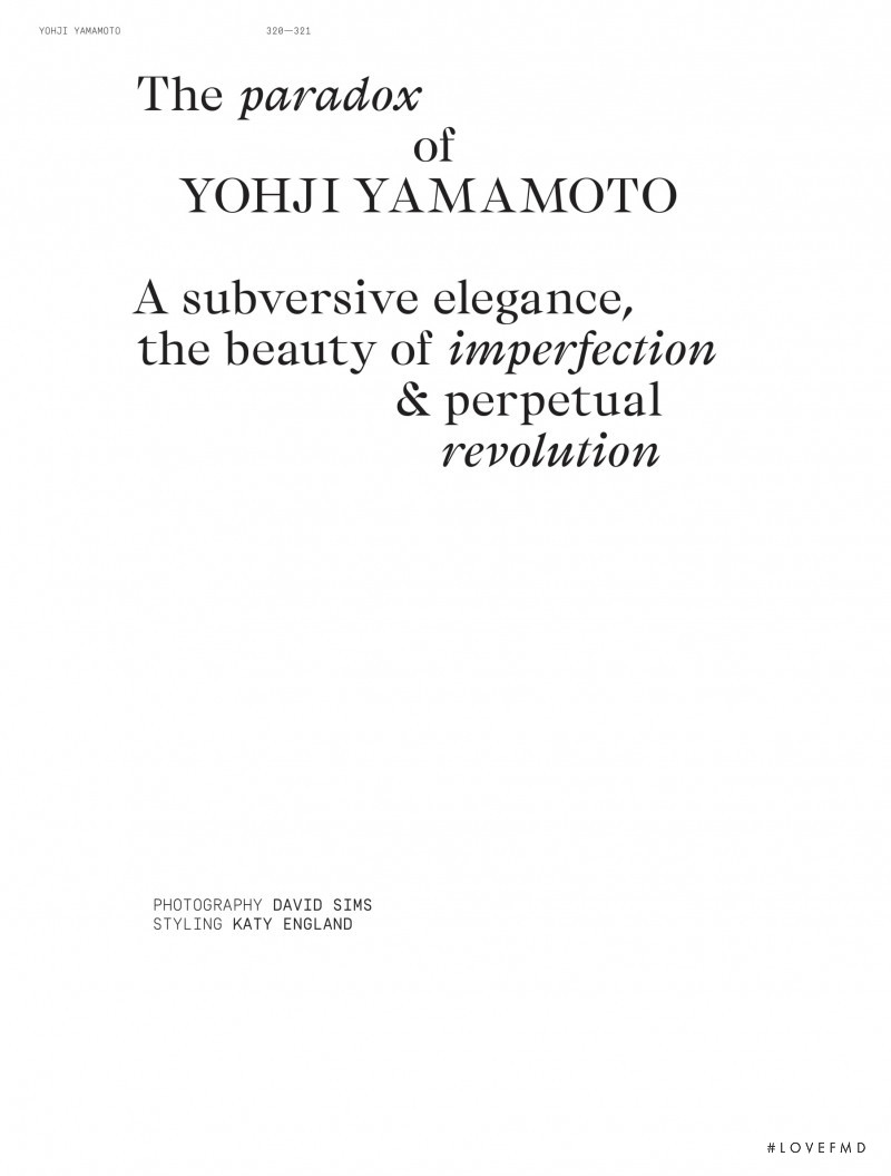 The Paradox of Yohji Yamamoto, September 2018