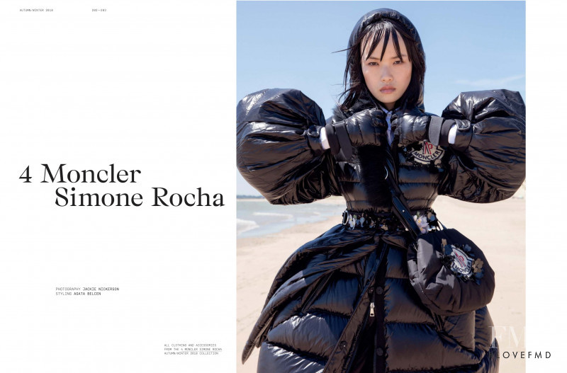 Xie Chaoyu featured in Simone Rocha\'s capsule collection for Moncler, September 2018
