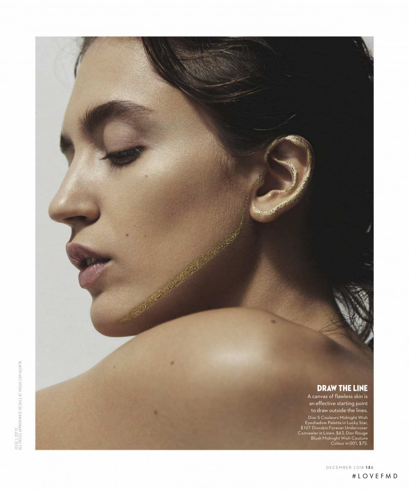 Sofia Fanego featured in Vogue Beauty: Catch the Light, December 2018