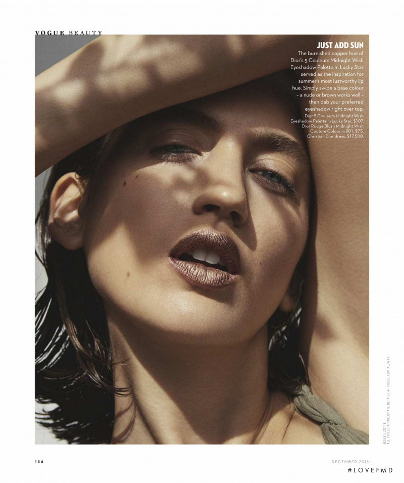 Sofia Fanego featured in Vogue Beauty: Catch the Light, December 2018
