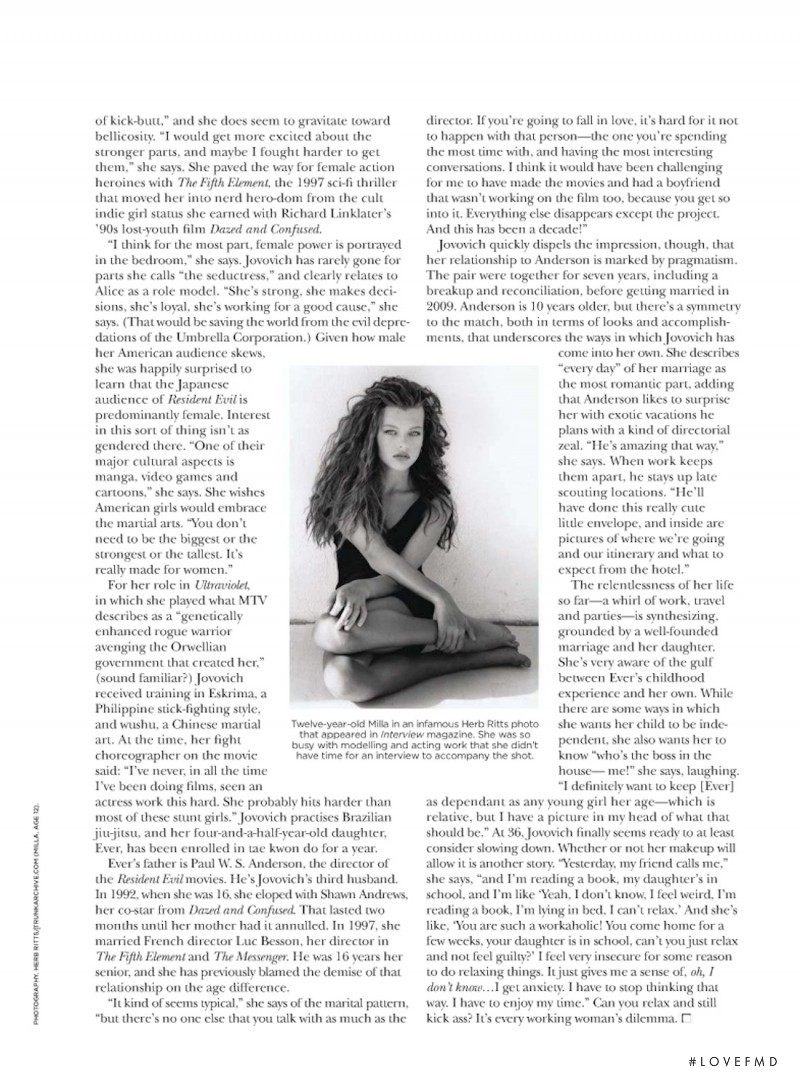 Milla Jovovich featured in Maximum Milla, October 2012