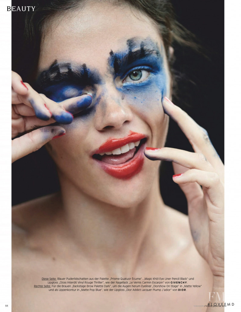 Jena Goldsack featured in Vogue Beauty: Funny Faces, January 2019
