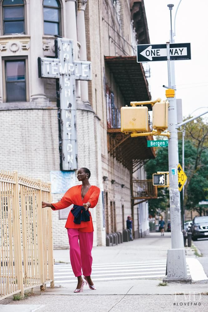 Adut Akech Bior featured in The Most Fun, Colorful Dresses for Spring, Shot in Brooklyn, January 2019
