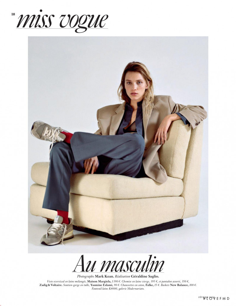 Rebecca Leigh Longendyke featured in Miss Vogue: Au Masculin, February 2019