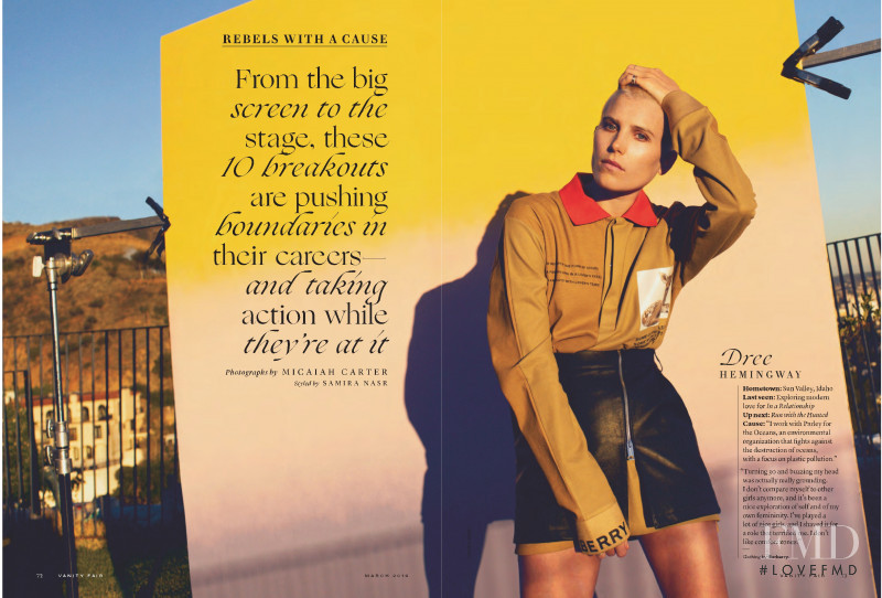 Dree Hemingway featured in Rebels With A Cause, March 2019