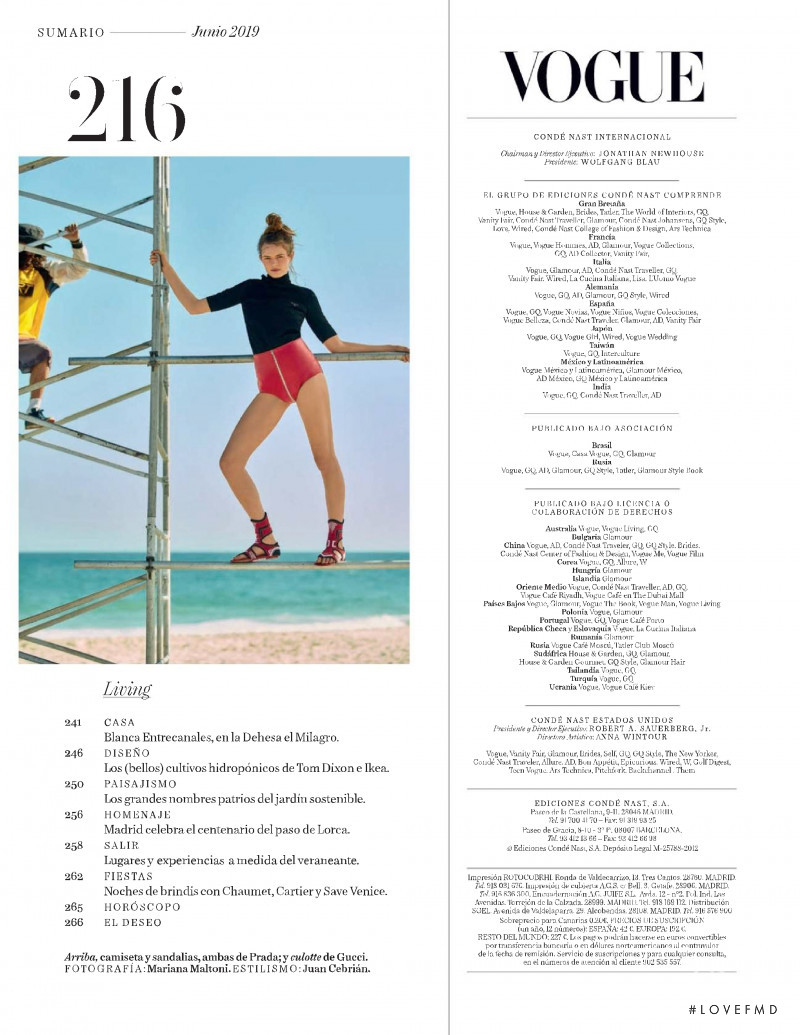 Sophia Roetz featured in Estilo Libre, June 2019