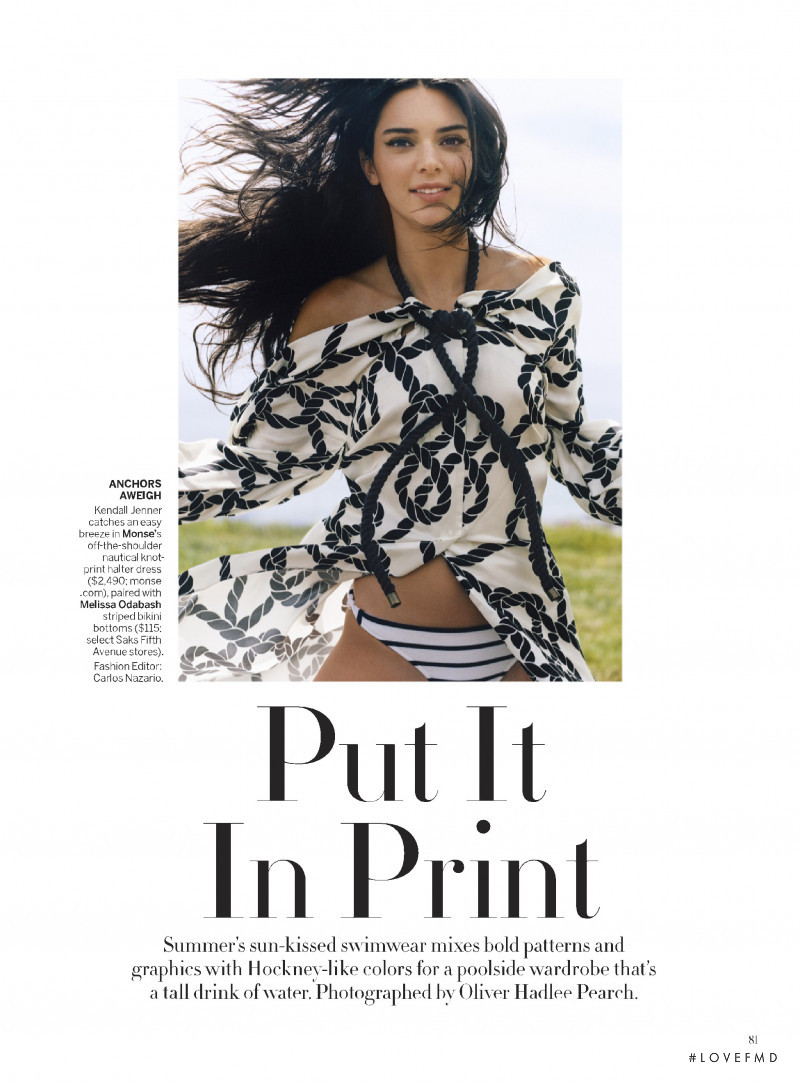 Kendall Jenner featured in Put it in Print, June 2019