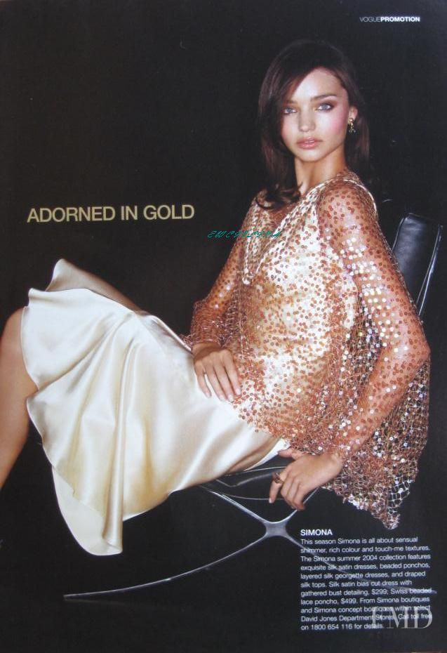 Miranda Kerr featured in Golden Girl, September 2004