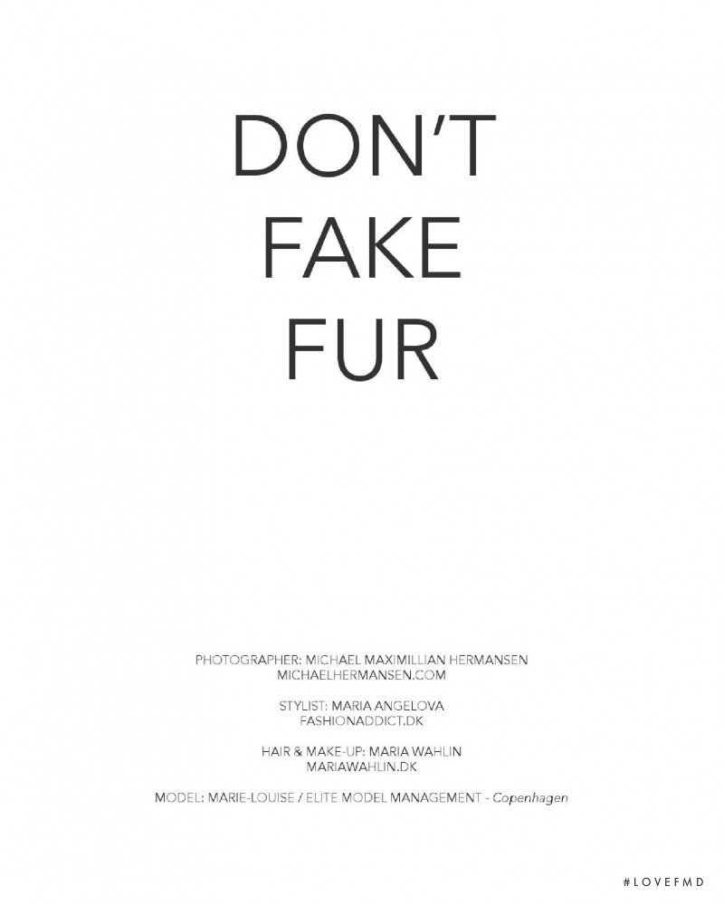 Marie-Louise Wedel featured in Don\'t Fake Fur, November 2013