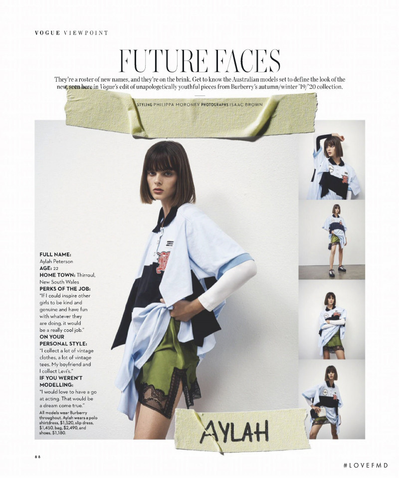Aylah Peterson featured in Future Faces, October 2019