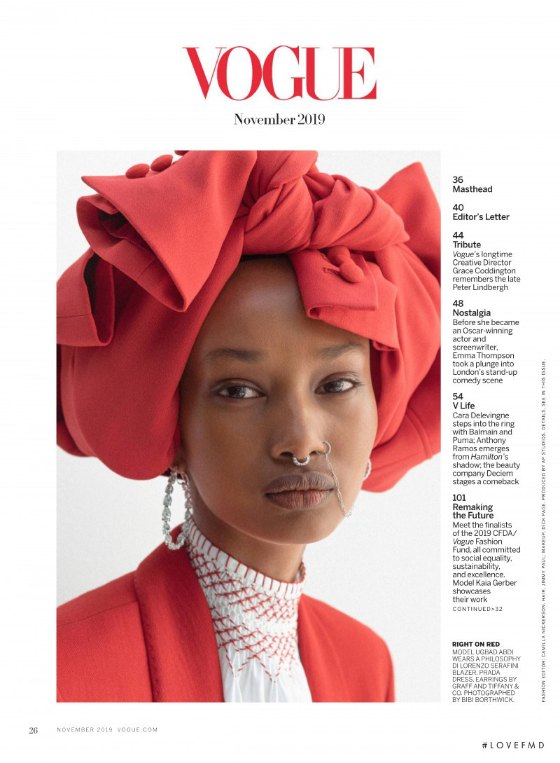 Ugbad Abdi featured in Suiting Yourself, November 2019