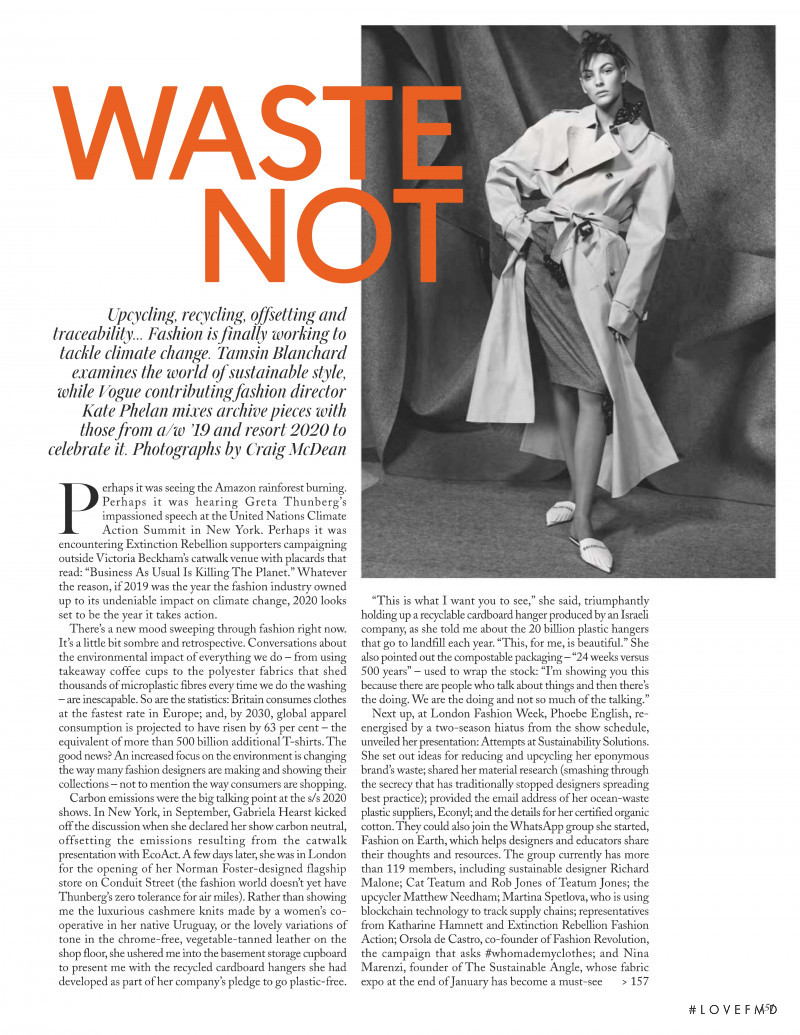 Vittoria Ceretti featured in Waste Not, January 2020