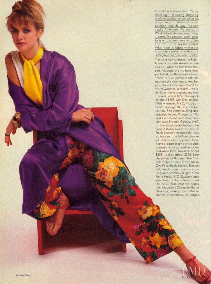 Tatjana Patitz featured in A Strong Sense of Ease/Vogue Patterns, December 1985