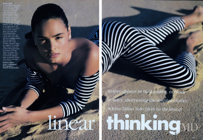 Talisa Soto featured in Linear Thinking, April 1989