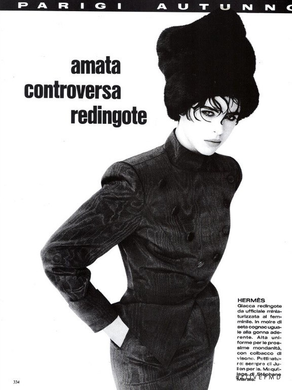Talisa Soto featured in amata controversa redingote, July 1986