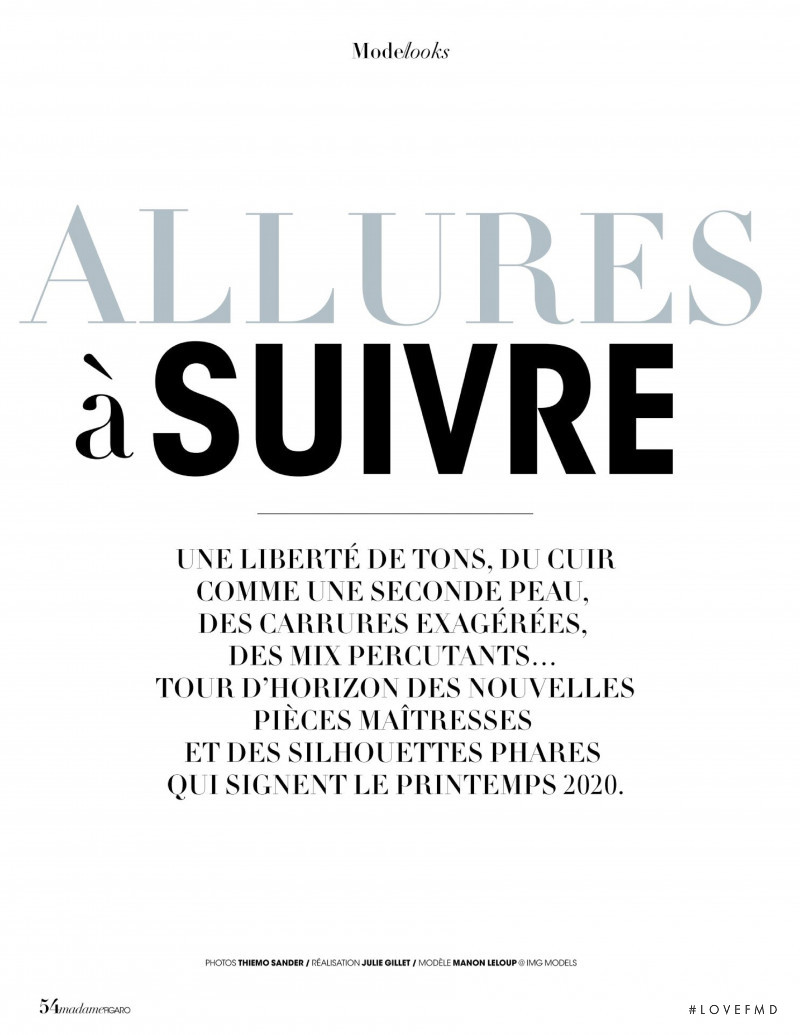 Allures a Suivre, January 2020