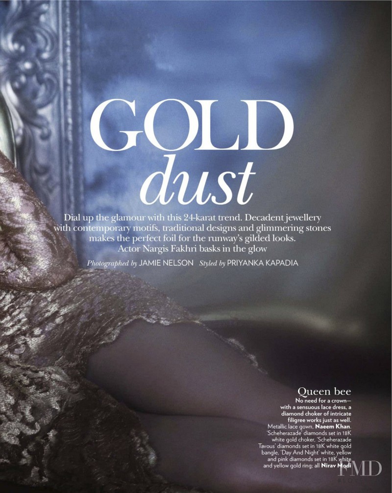 Nargis Fakhri featured in Gold Dust, November 2012