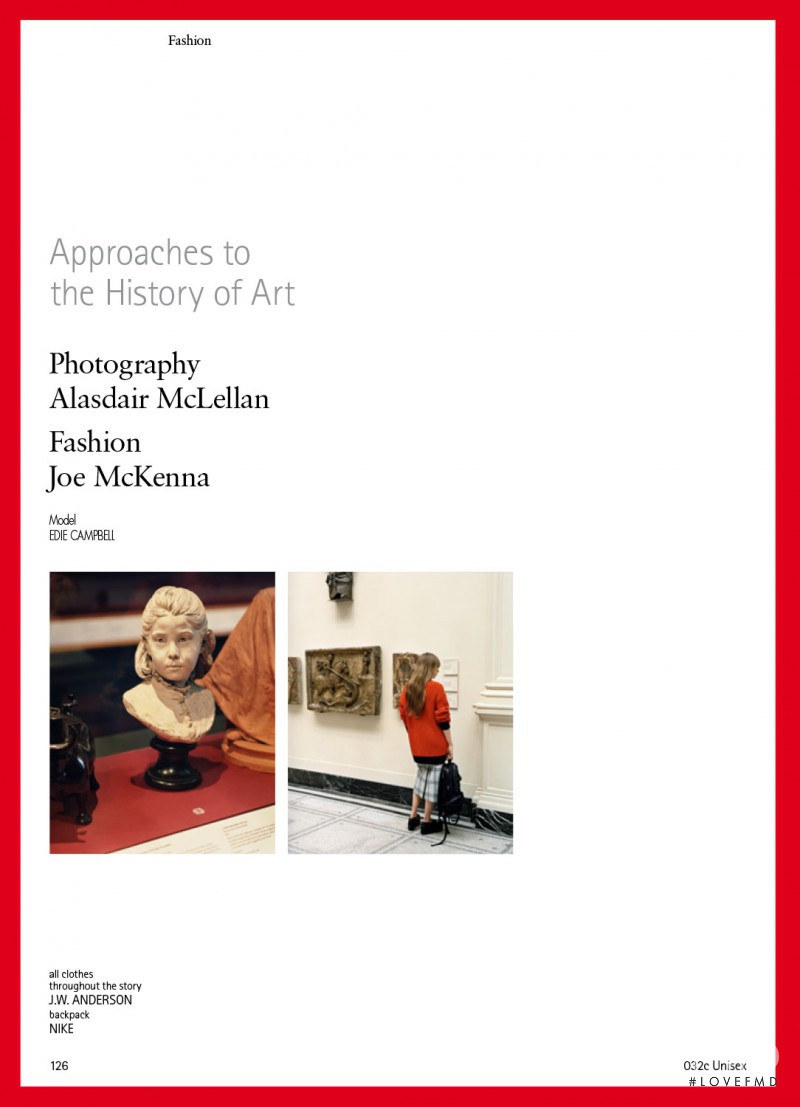 Edie Campbell featured in Approaches To The History Of Art, September 2012