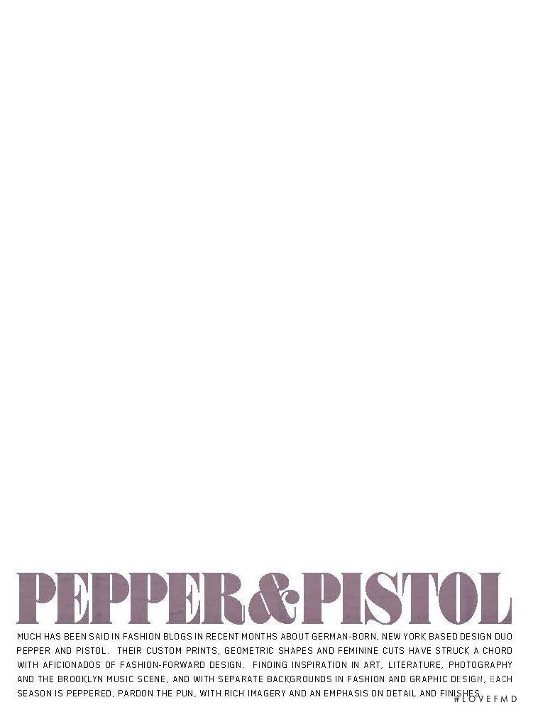 Pepper & Pistol, February 2009