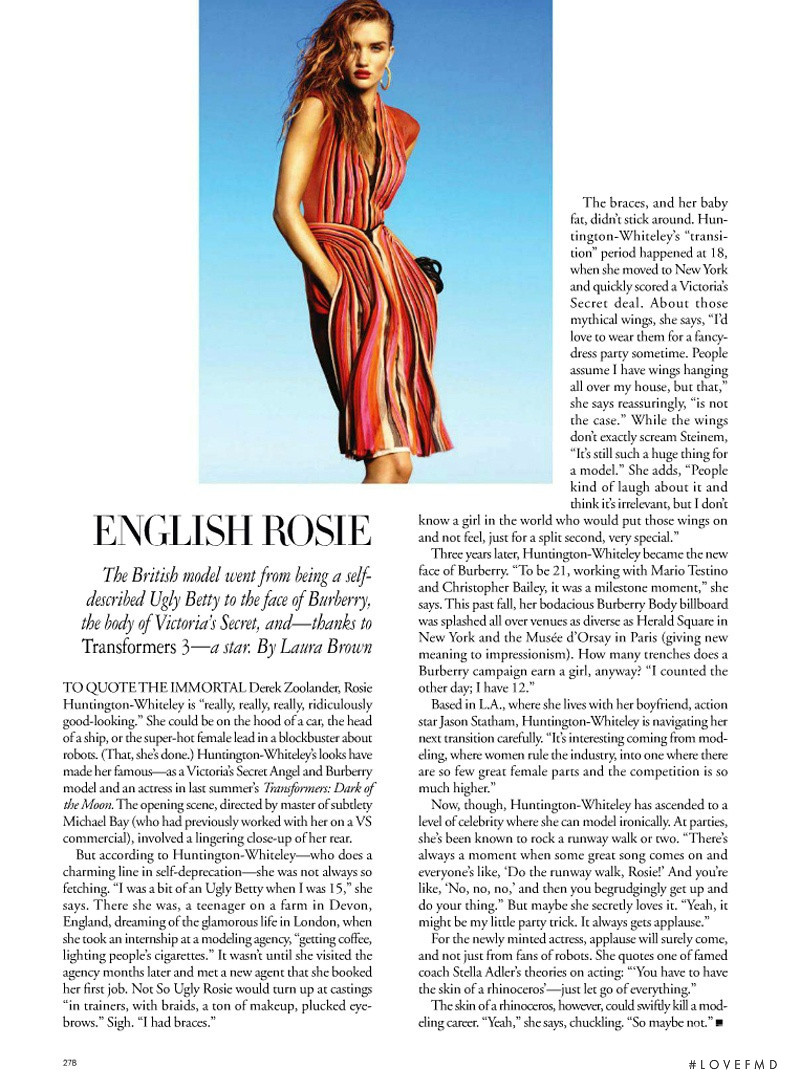 Rosie Huntington-Whiteley featured in Spring Forward, December 2011