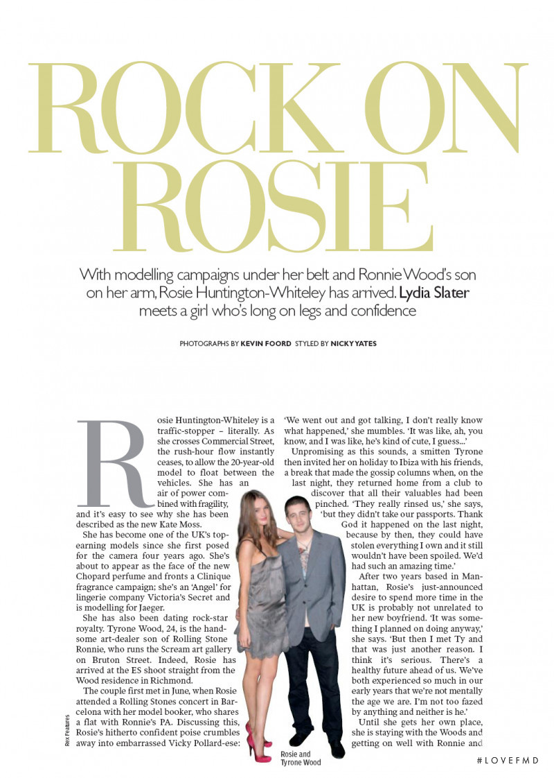 Rosie Huntington-Whiteley featured in Rock On Rosie, October 2007