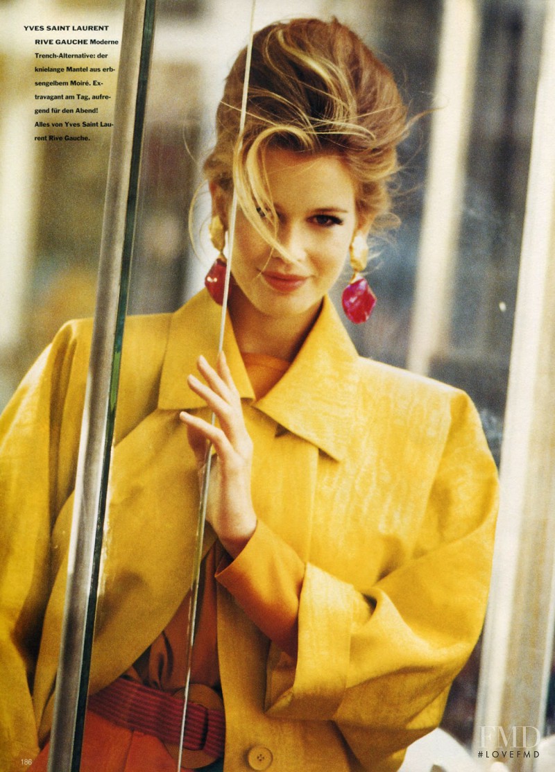 Claudia Schiffer featured in Farbe & Accessoires, January 1991