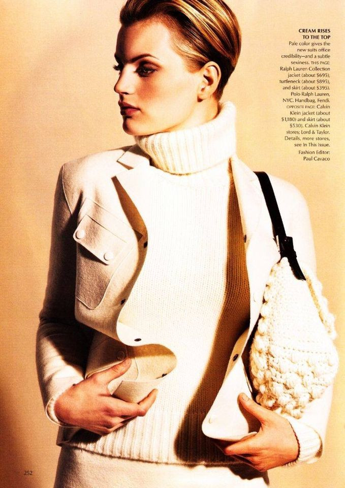 Guinevere van Seenus featured in Suit Yourself, August 1999