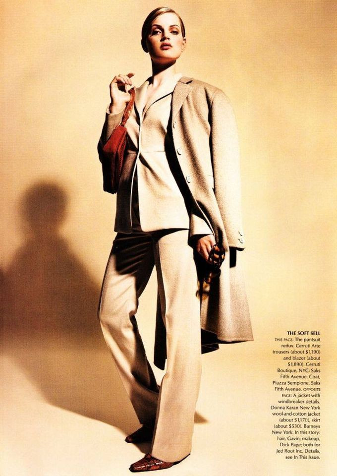 Guinevere van Seenus featured in Suit Yourself, August 1999