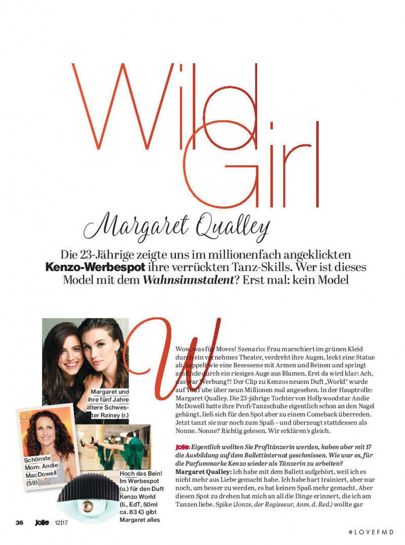 Margaret Qualley featured in Wild Girl, December 2017