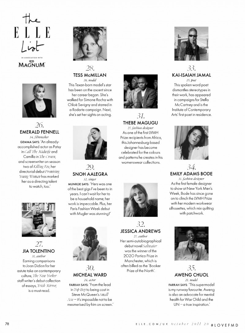 The Elle List, October 2020