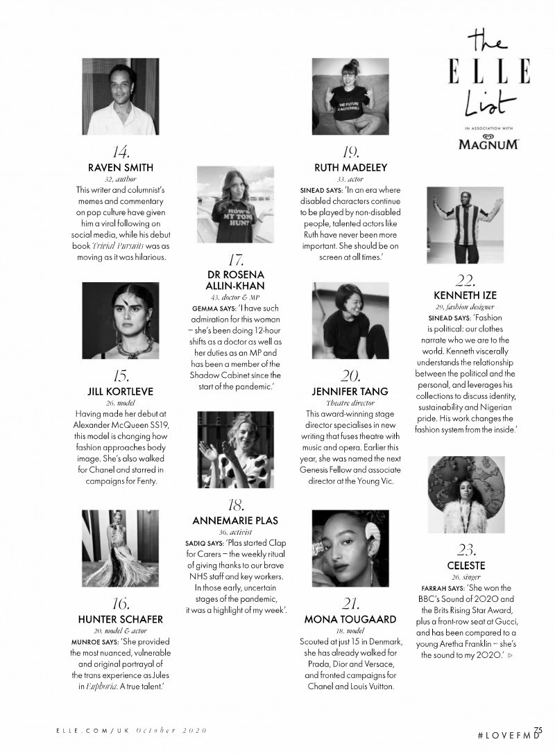 The Elle List, October 2020