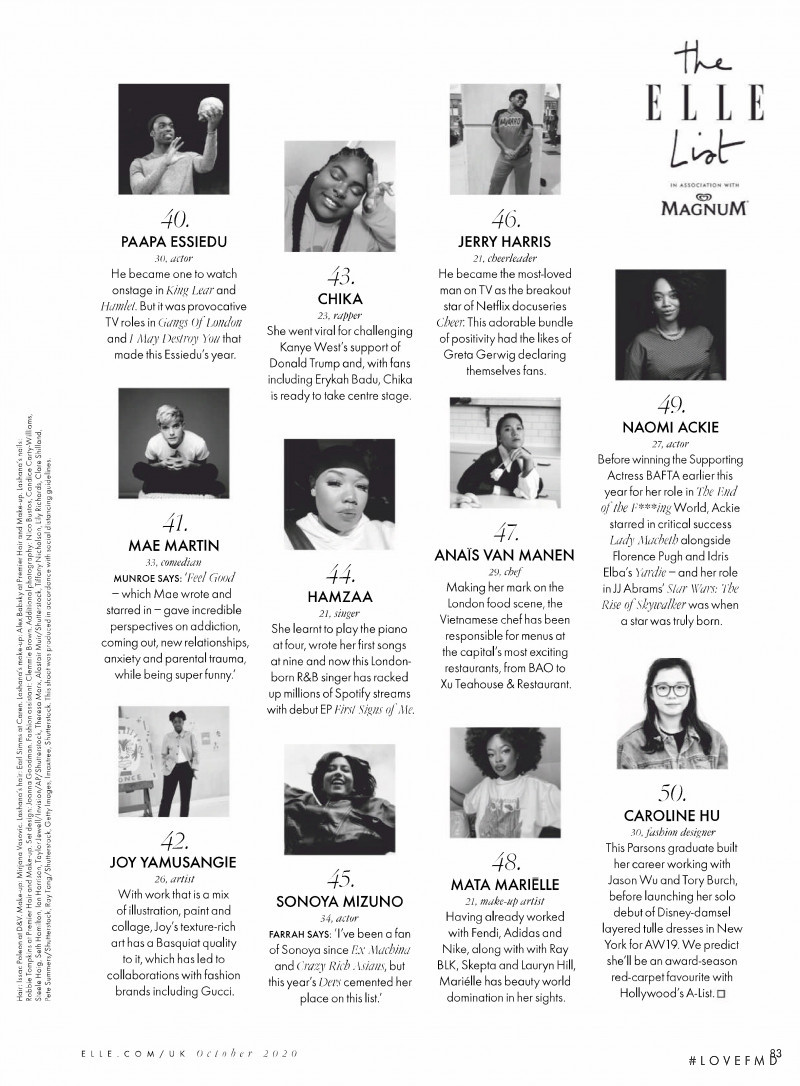 The Elle List, October 2020