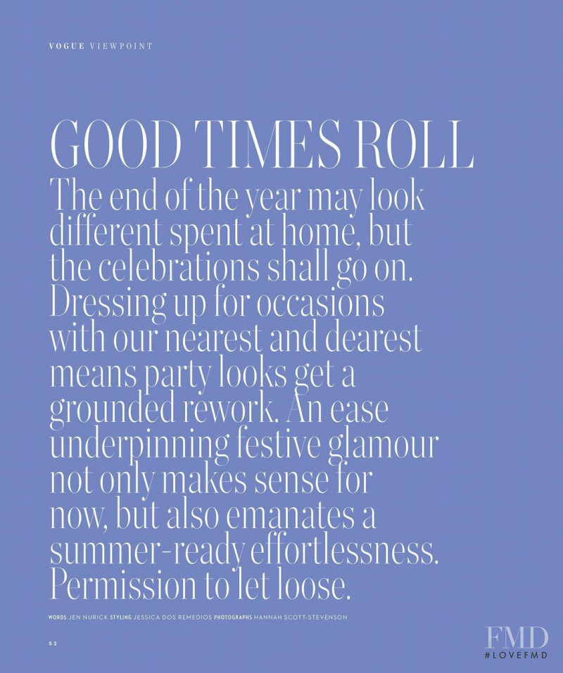 Vogue Viewpoint: Good Times Roll, December 2020