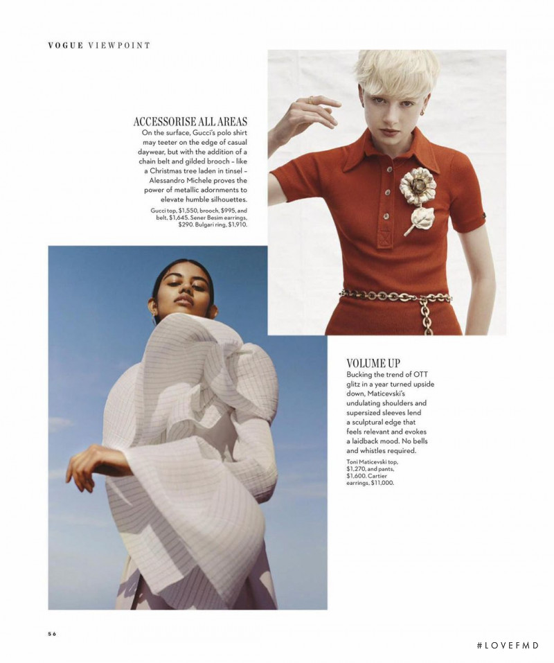 Tess Angel featured in Vogue Viewpoint: Good Times Roll, December 2020