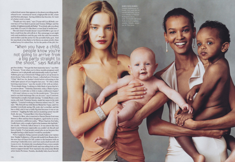 Natalia Vodianova featured in Vogue Point of View: Growing with Glamour, July 2002