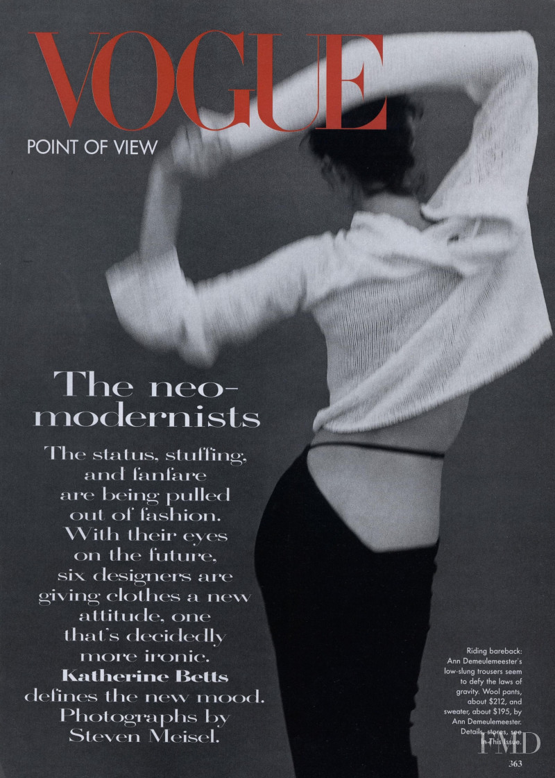 Shalom Harlow featured in The Neo-modernists, March 1996