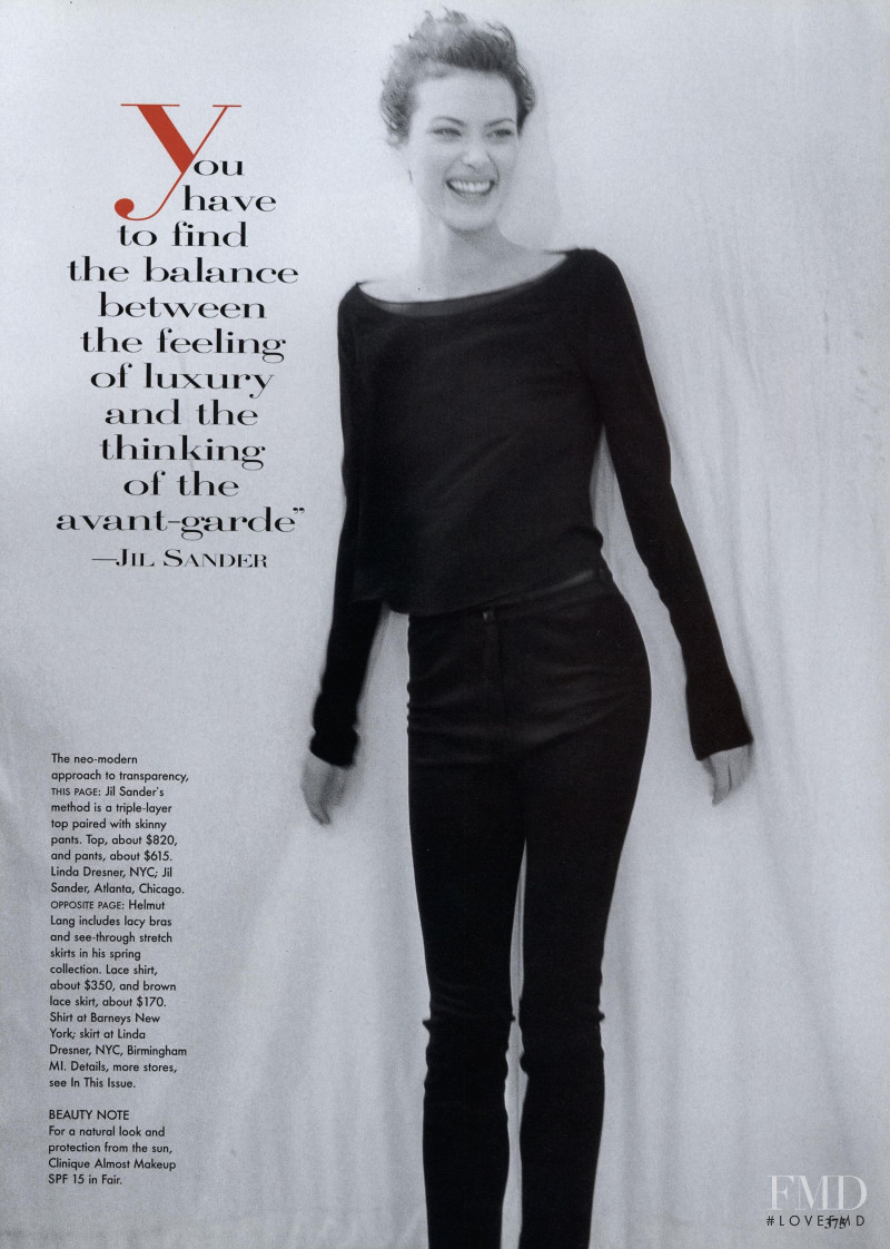 Shalom Harlow featured in The Neo-modernists, March 1996