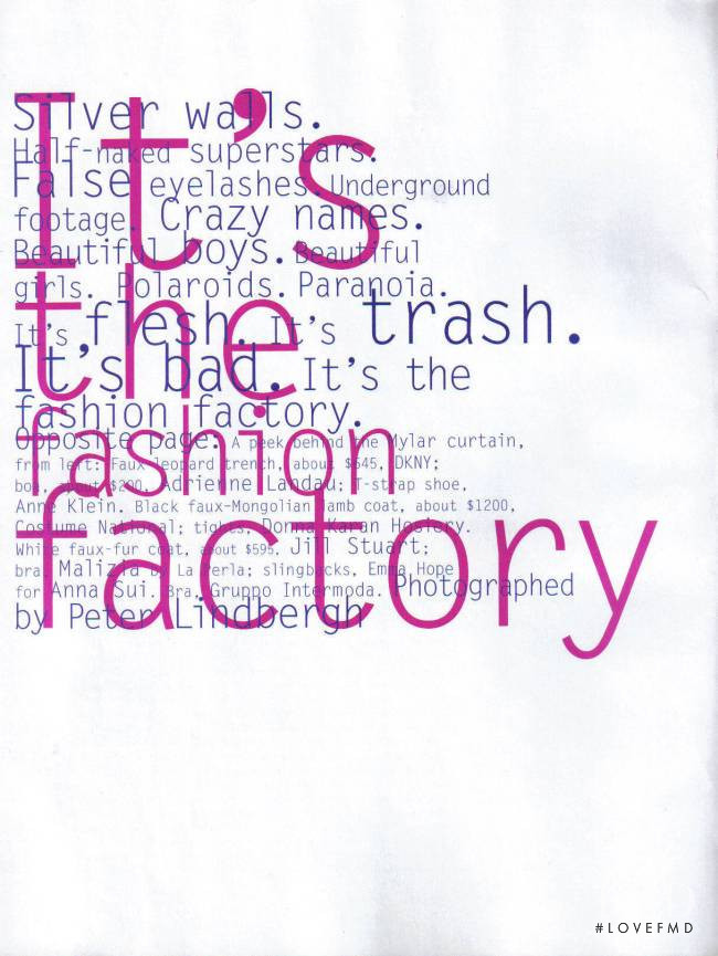 Amber Valletta featured in It\'s the fashion factory, August 1995