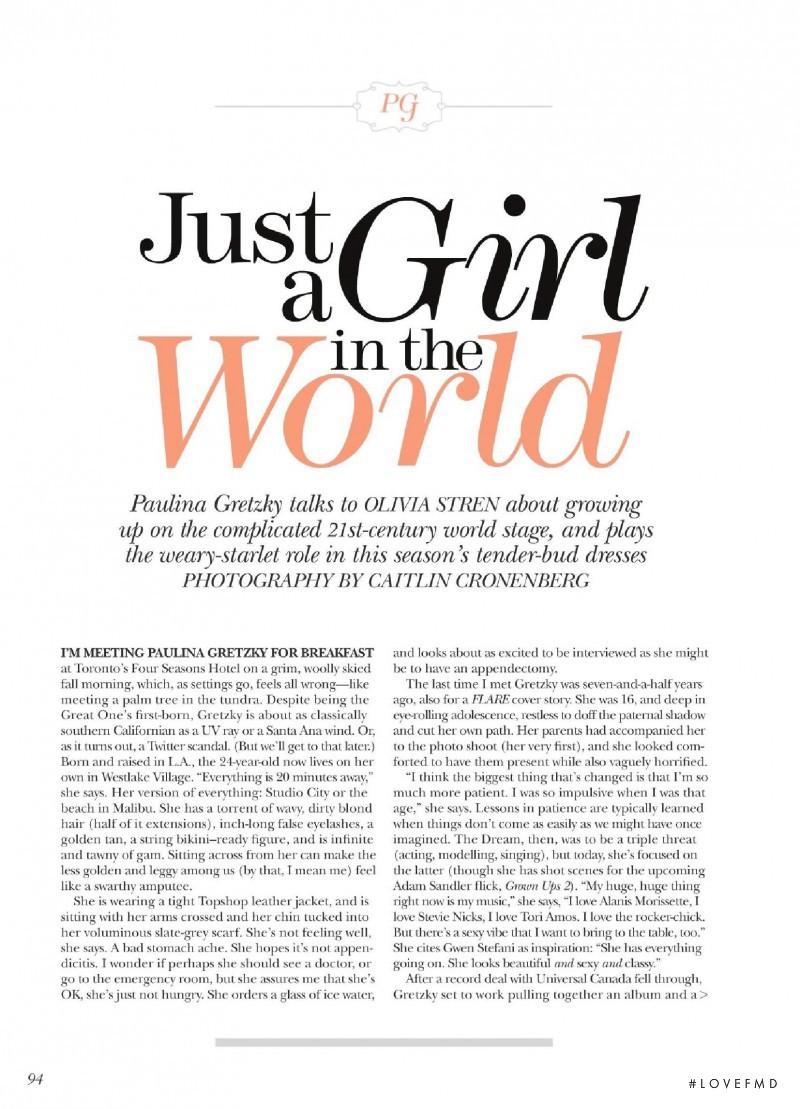 Just a Girl in the World, February 2013