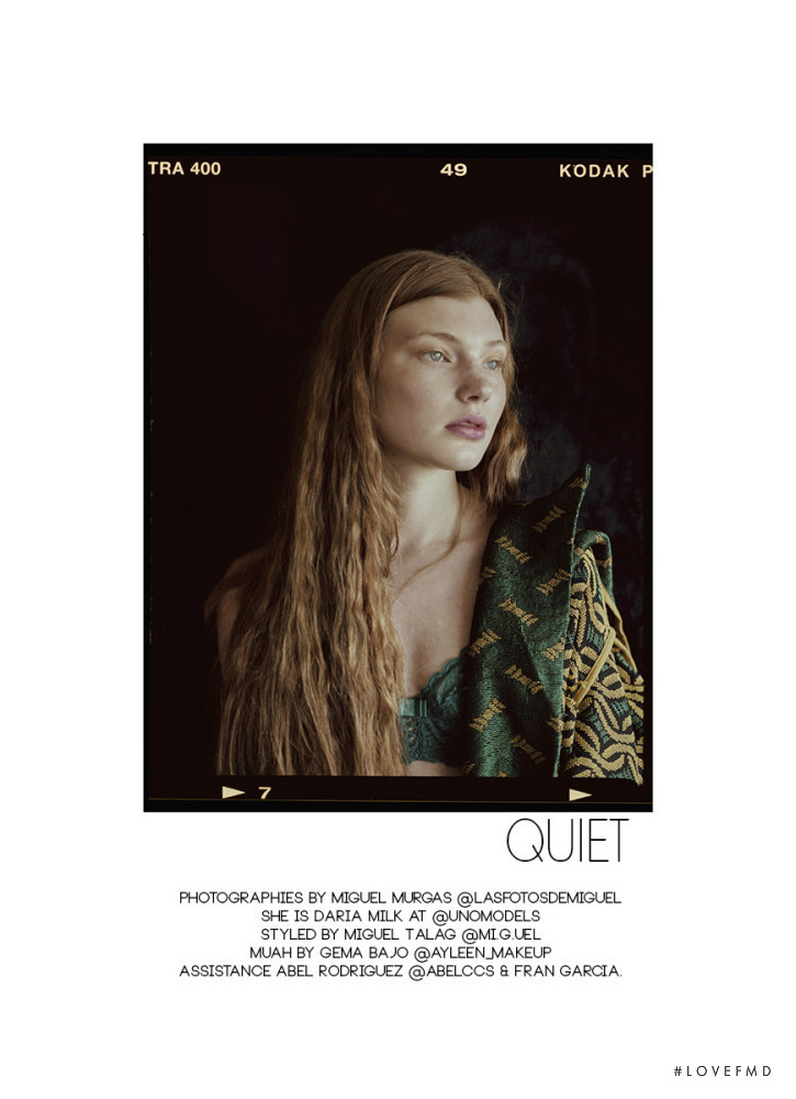Daria Milky featured in Quiet, July 2018