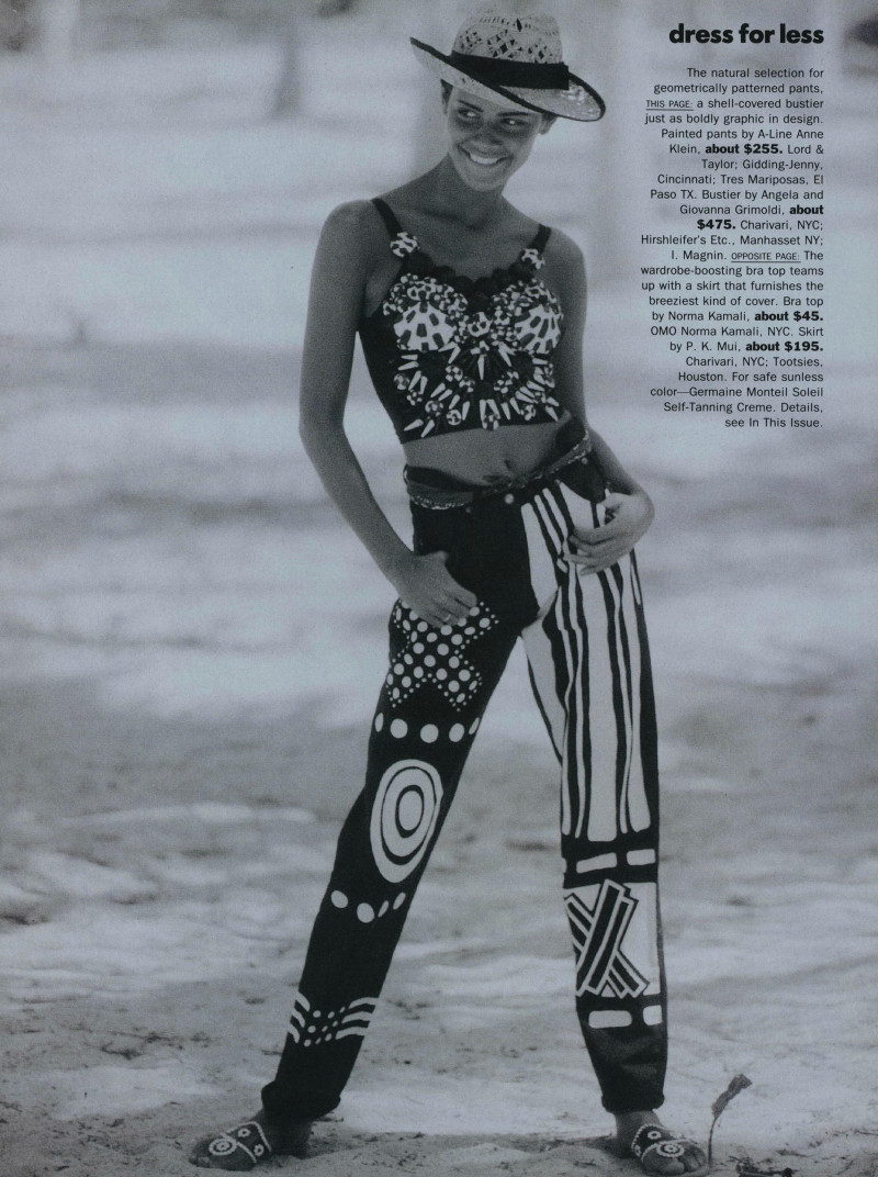 Nadege du Bospertus featured in Dress for Less: Island Hopping, June 1992