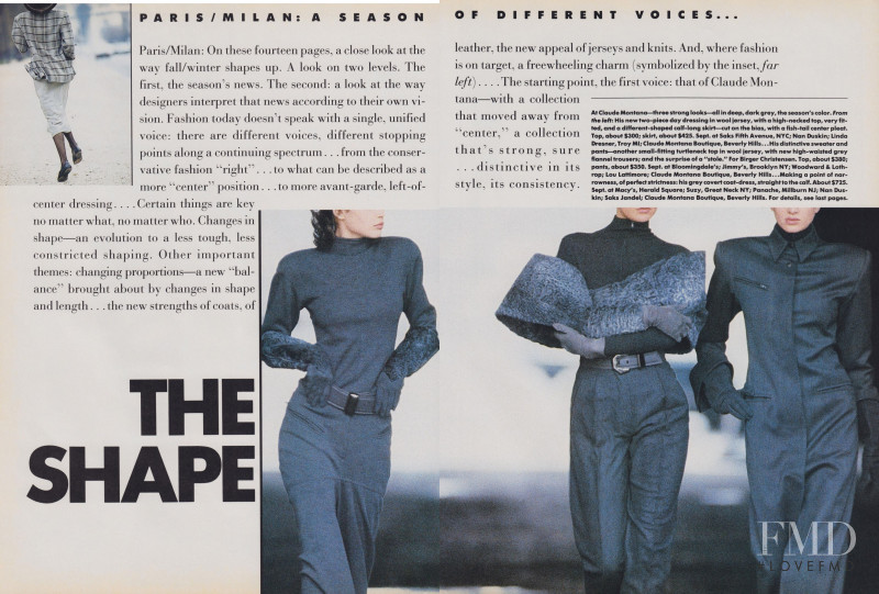 Christy Turlington featured in Paris/Milan: The Shape, June 1986