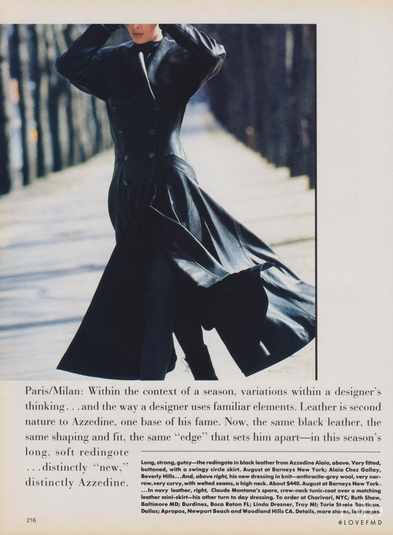 Christy Turlington featured in Paris/Milan: The Shape, June 1986